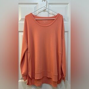 Soft Surroundings Coral Long Sleeve Tunic Super Soft Cozy Beachy Casual Sz L